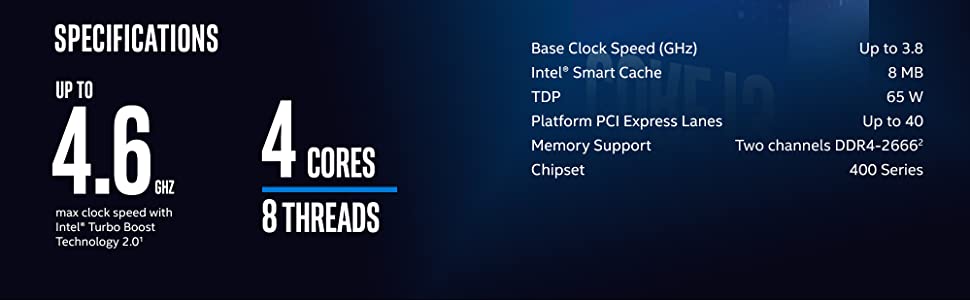 Amazon.com: Intel® Core™ i3-10320 Desktop Processor 4 Cores up to 4.6 GHz  LGA1200 (Intel® 400 Series chipset) 65W, Model Number: BX8070110320 :  Everything Else