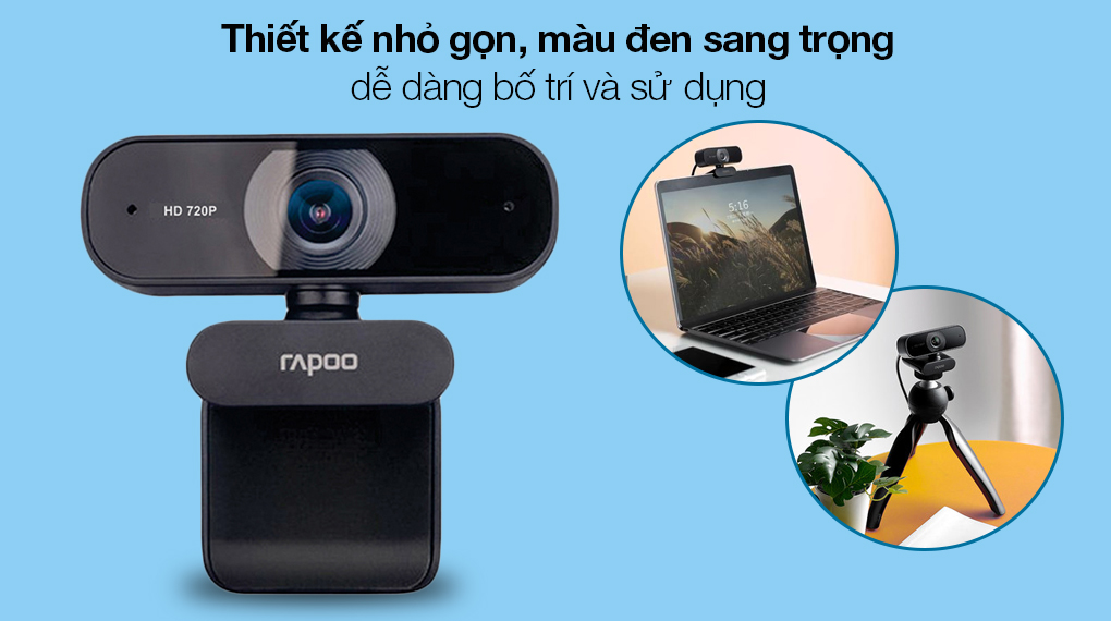 Webcam 720p Rapoo C200 - Kiểu dáng đơn giản, nhỏ gọn