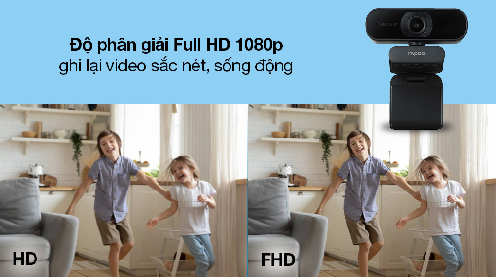 Webcam 1080p Rapoo C260 - Chất lượng video chuẩn Full HD 1080P