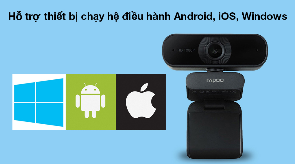 Webcam 1080p Rapoo C260 - Hoạt động tốt với các thiết bị hỗ trợ nhiều hệ điều hành 