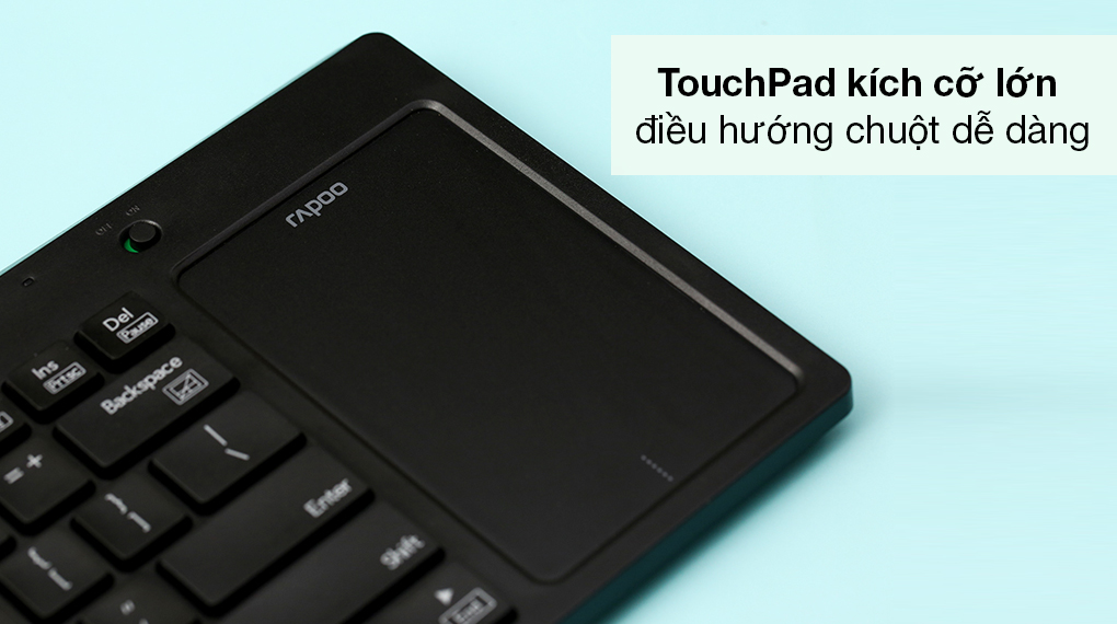 Bàn Phím Không Dây Touchpad Rapoo K2800 - Touchpad được thiết kế kích cỡ lớn, phạm vi di chuột rộng