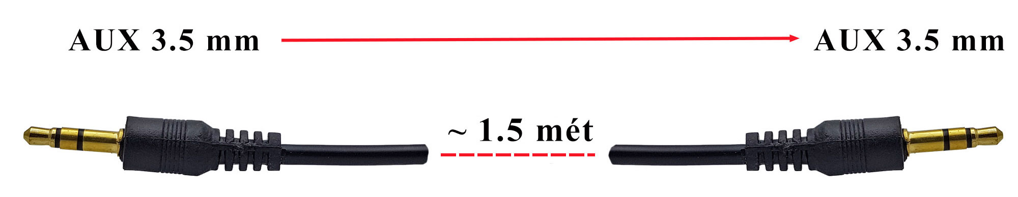 Kích thước Dây cáp âm thanh AUX 3.5mm dài 1.5 mét